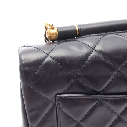 マトラッセ トップハンドル チェーンショルダーバッグ ラムスキン ネイビー ゴールド金具 2WAY シャネル バッグ CHANEL