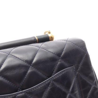 マトラッセ トップハンドル チェーンショルダーバッグ ラムスキン ネイビー ゴールド金具 2WAY シャネル バッグ CHANEL