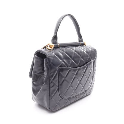 マトラッセ トップハンドル チェーンショルダーバッグ ラムスキン ネイビー ゴールド金具 2WAY シャネル バッグ CHANEL