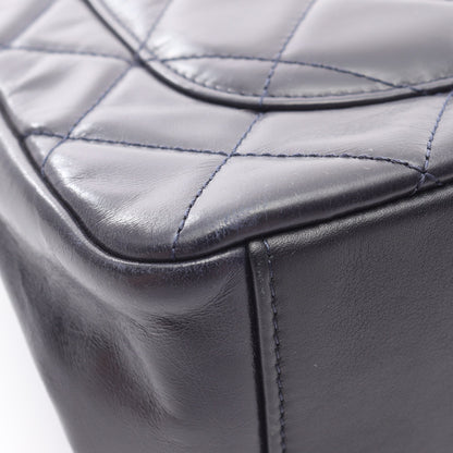 マトラッセ トップハンドル チェーンショルダーバッグ ラムスキン ネイビー ゴールド金具 2WAY シャネル バッグ CHANEL