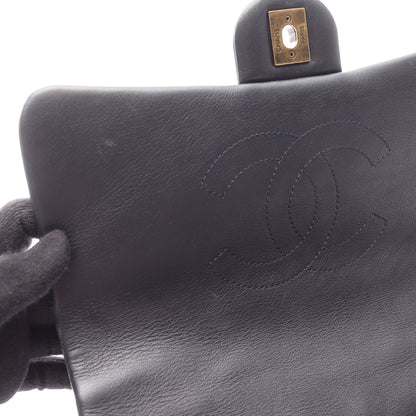 マトラッセ トップハンドル チェーンショルダーバッグ ラムスキン ネイビー ゴールド金具 2WAY シャネル バッグ CHANEL