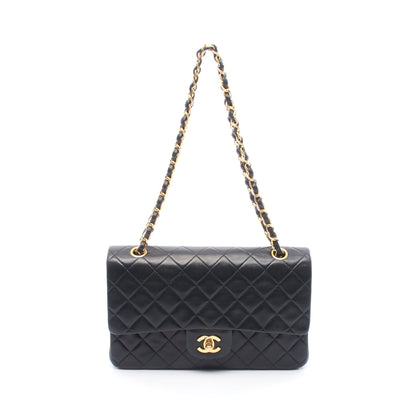 マトラッセ ダブルフラップ Wチェーンショルダーバッグ ラムスキン ブラック ゴールド金具 シャネル バッグ CHANEL