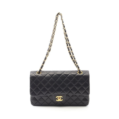 マトラッセ Wフラップ Wチェーンショルダーバッグ ラムスキン ブラック ゴールド金具 シャネル バッグ CHANEL