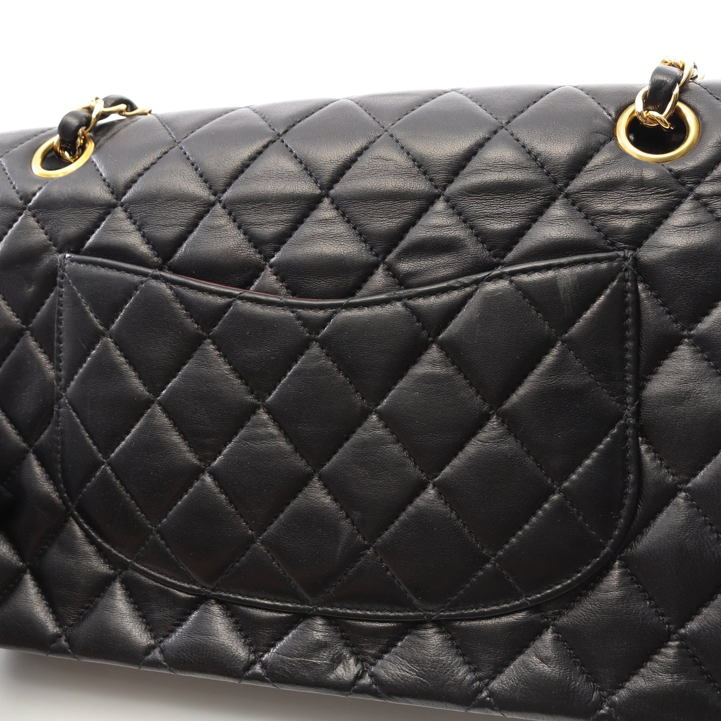 マトラッセ Wフラップ Wチェーンショルダーバッグ ラムスキン ブラック ゴールド金具 シャネル バッグ CHANEL