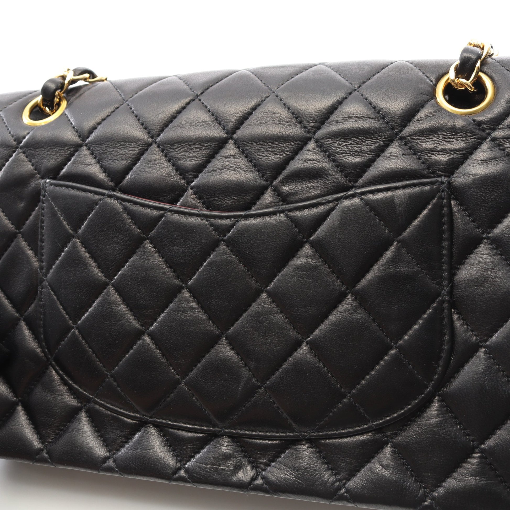 マトラッセ Wフラップ Wチェーンショルダーバッグ ラムスキン ブラック ゴールド金具 シャネル バッグ CHANEL