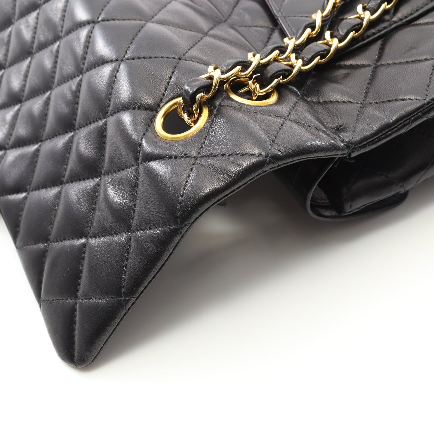 マトラッセ Wフラップ Wチェーンショルダーバッグ ラムスキン ブラック ゴールド金具 シャネル バッグ CHANEL