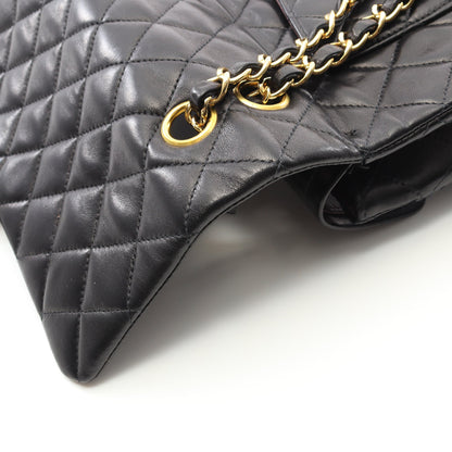 マトラッセ Wフラップ Wチェーンショルダーバッグ ラムスキン ブラック ゴールド金具 シャネル バッグ CHANEL
