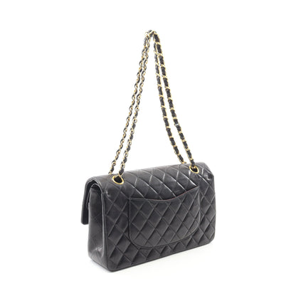 マトラッセ Wフラップ Wチェーンショルダーバッグ ラムスキン ブラック ゴールド金具 シャネル バッグ CHANEL