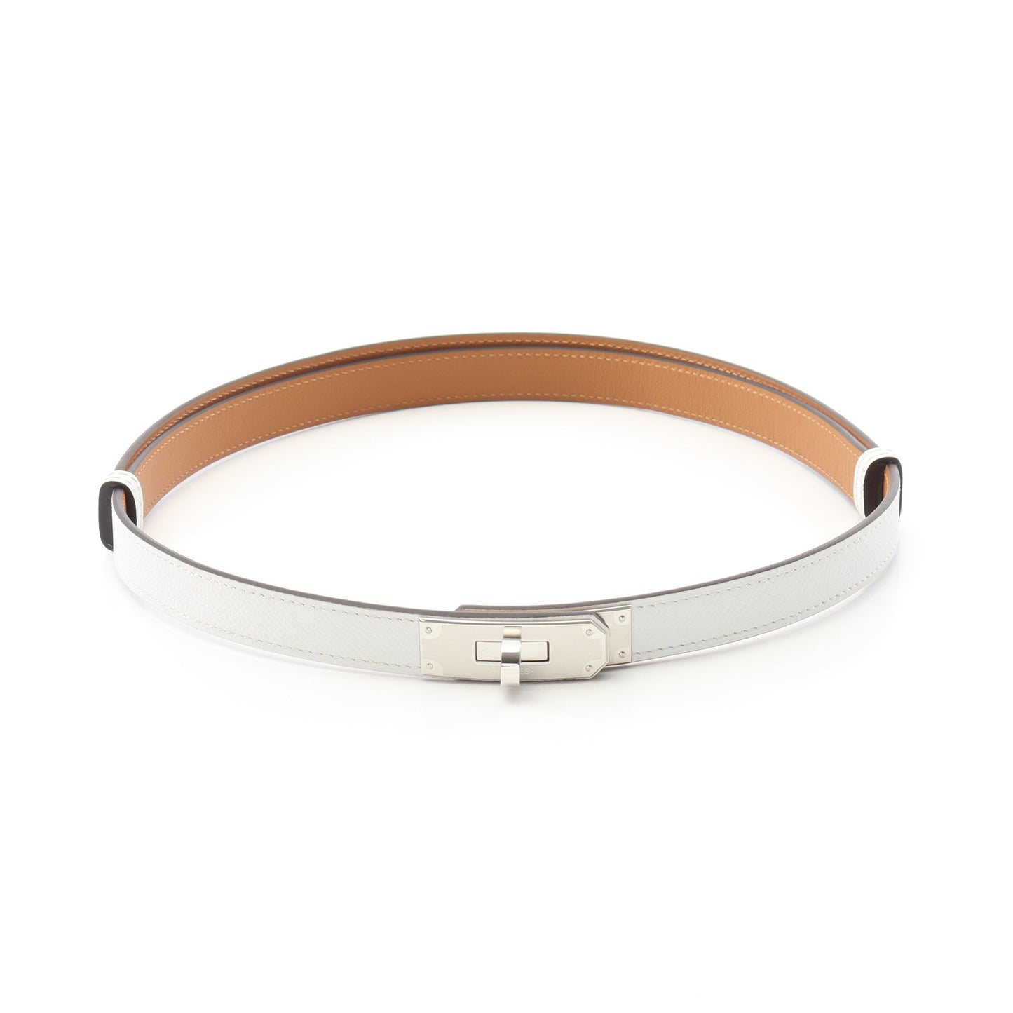 ケリーベルト ベルト ヴォーエプソン ホワイト シルバー金具 W刻印 エルメス 財布・小物 HERMES
