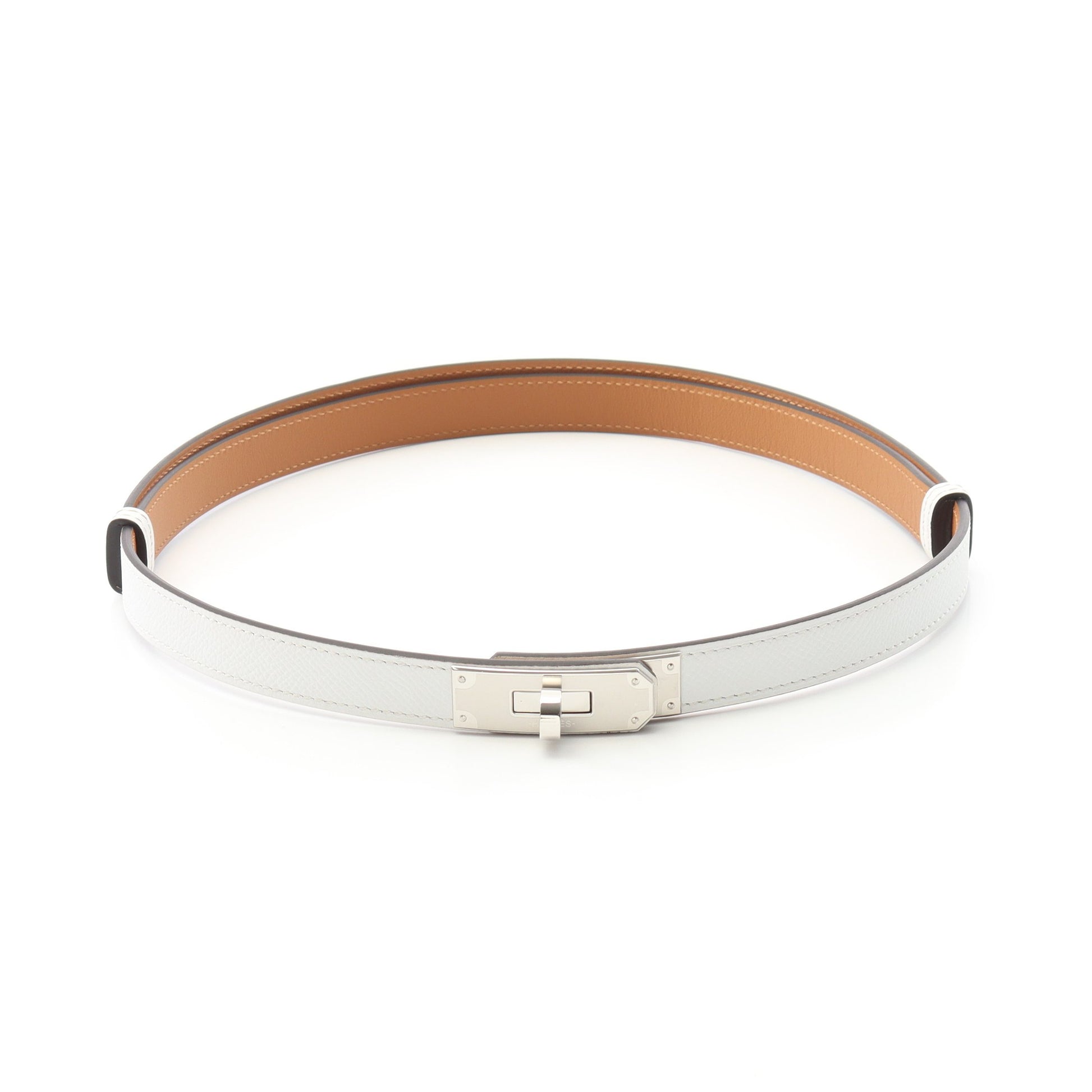ケリーベルト ベルト ヴォーエプソン ホワイト シルバー金具 W刻印 エルメス 財布・小物 HERMES