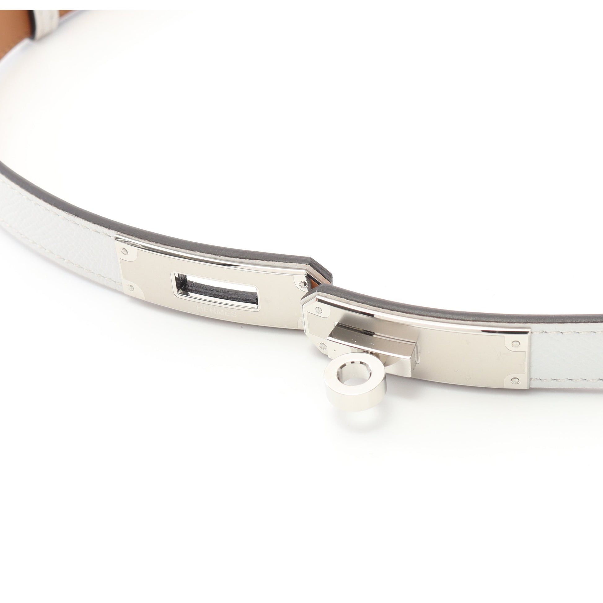 ケリーベルト ベルト ヴォーエプソン ホワイト シルバー金具 W刻印 エルメス 財布・小物 HERMES