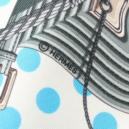 プチカレ カレ45 Clic Clac スカーフ シルク ホワイト ライトブルー マルチカラー エルメス 財布・小物 HERMES