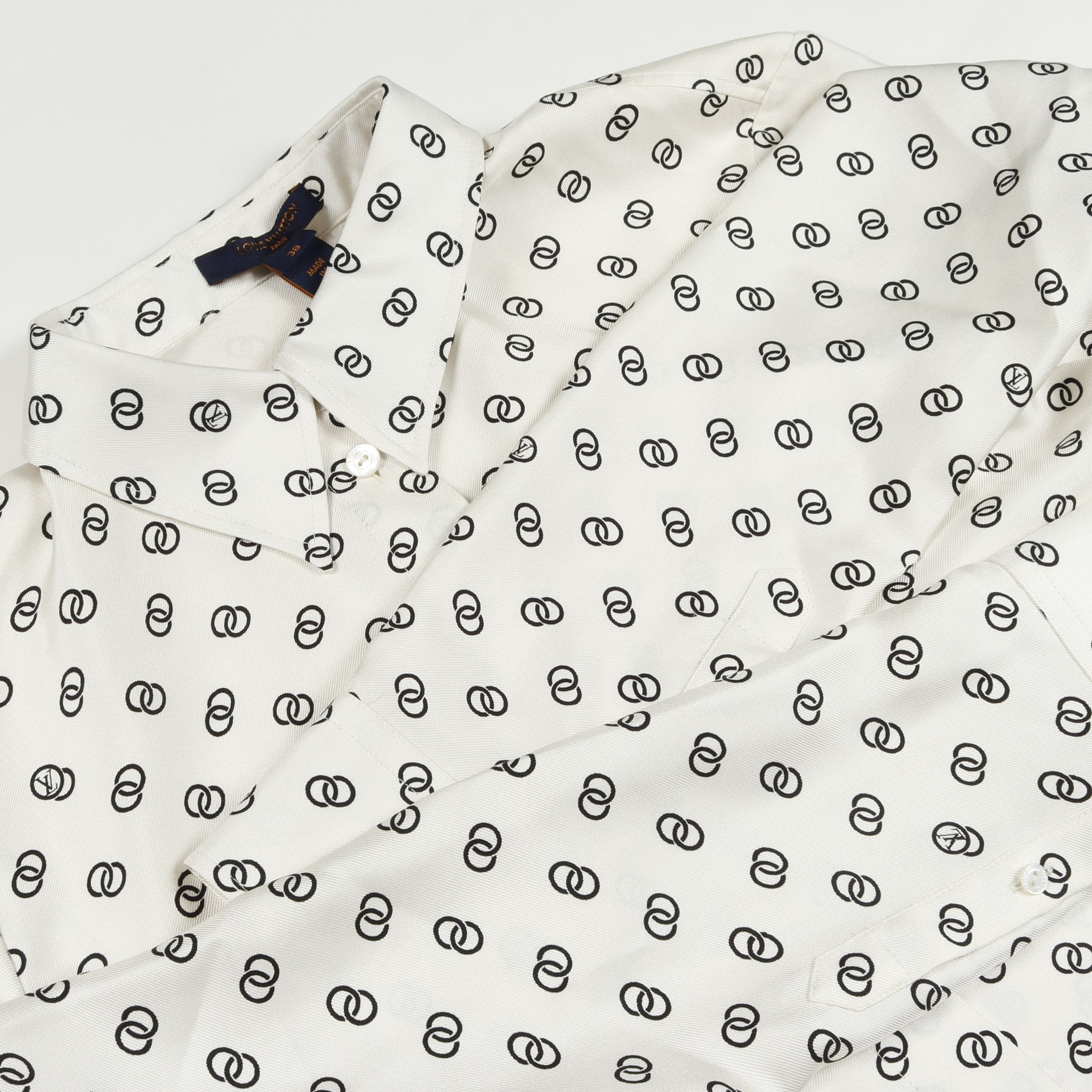 【希少XL】ルイヴィトン　ピースマーク総柄　長袖シャツ　コットン hugall_8010113226