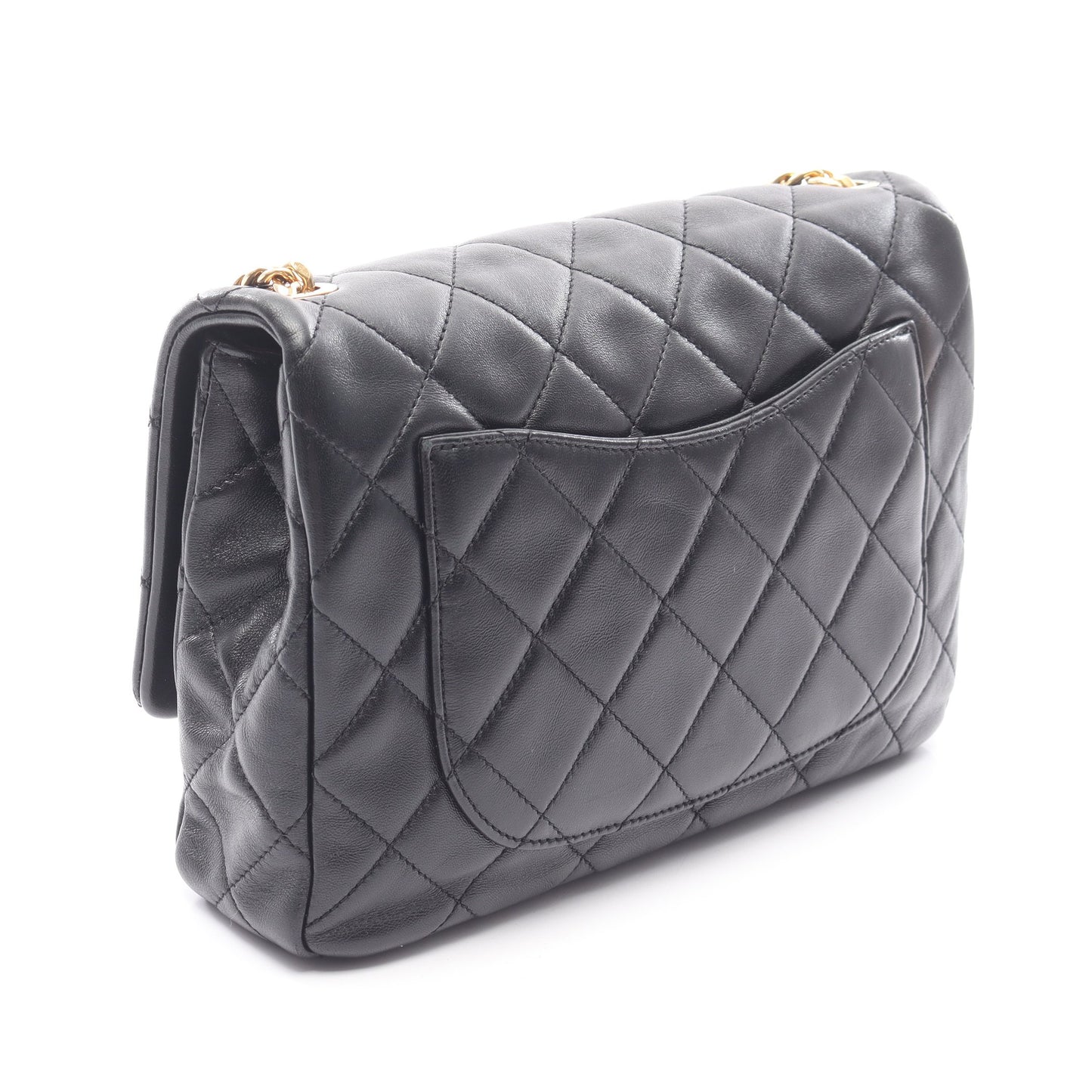 マトラッセ チェーンショルダーバッグ ラムスキン ブラック ゴールド金具 シャネル バッグ CHANEL
