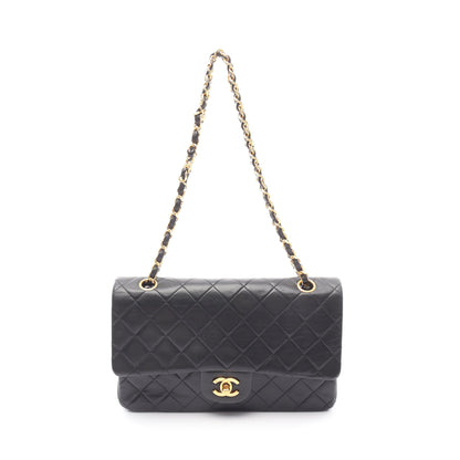 マトラッセ Wフラップ チェーンショルダーバッグ ラムスキン ブラック ゴールド金具 シャネル バッグ CHANEL