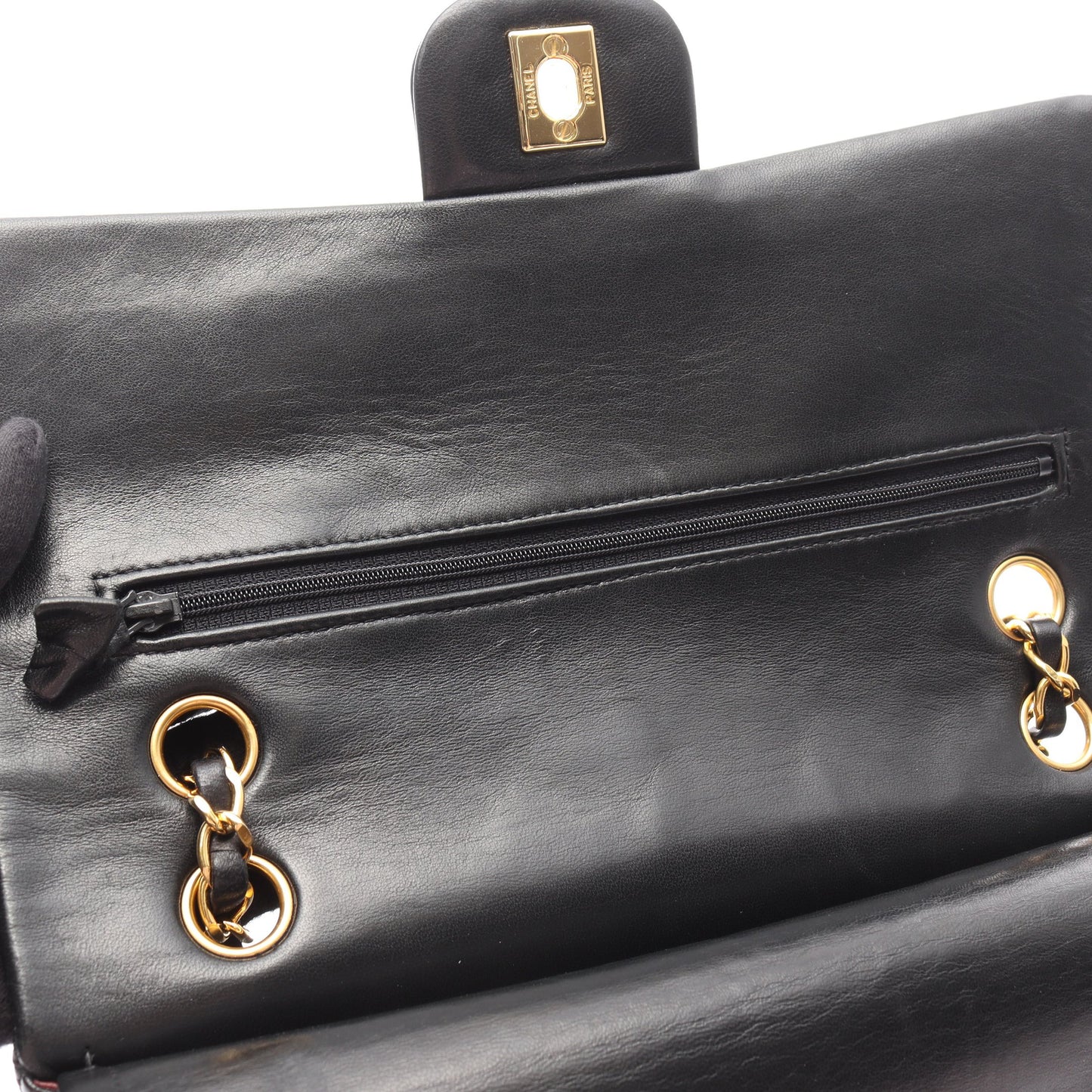 マトラッセ Wフラップ チェーンショルダーバッグ ラムスキン ブラック ゴールド金具 シャネル バッグ CHANEL