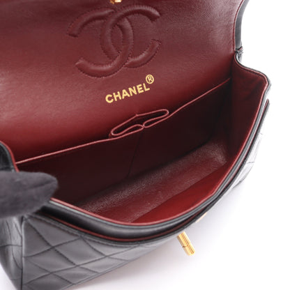 マトラッセ Wフラップ Wチェーンショルダーバッグ ラムスキン ブラック ゴールド金具 シャネル バッグ CHANEL