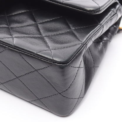 マトラッセ Wフラップ Wチェーンショルダーバッグ ラムスキン ブラック ゴールド金具 シャネル バッグ CHANEL