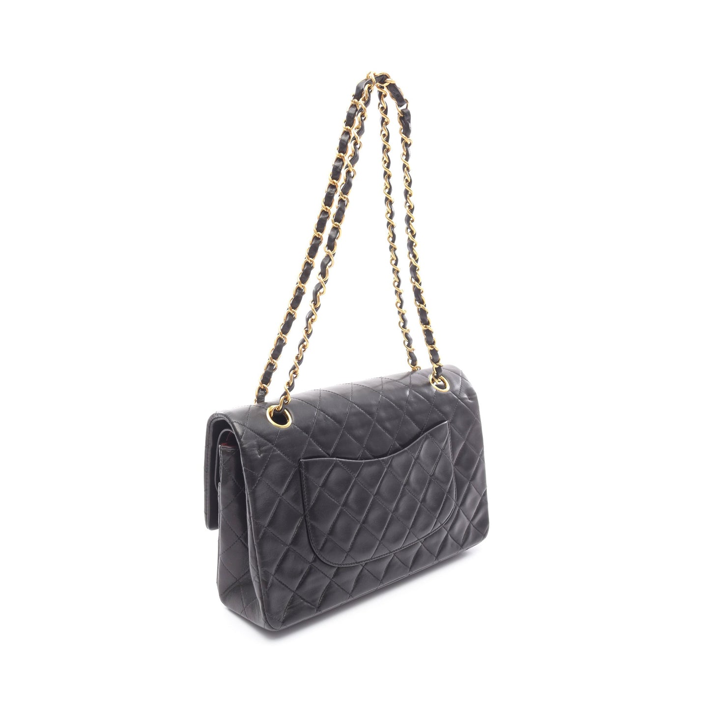 マトラッセ Wフラップ Wチェーンショルダーバッグ ラムスキン ブラック ゴールド金具 シャネル バッグ CHANEL