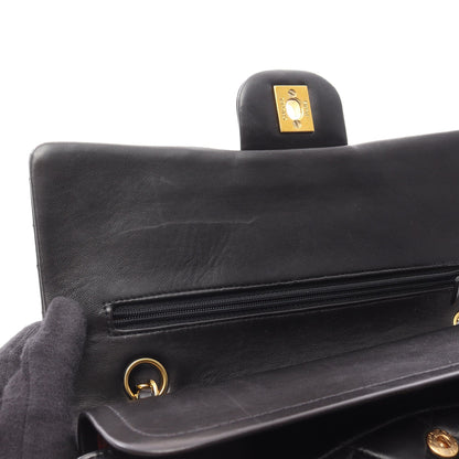 マトラッセ Wフラップ Wチェーンショルダーバッグ ラムスキン ブラック ゴールド金具 シャネル バッグ CHANEL