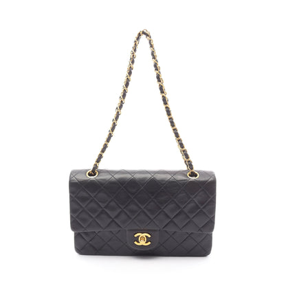 マトラッセ Wフラップ Wチェーンショルダーバッグ ラムスキン ブラック ゴールド金具 シャネル バッグ CHANEL