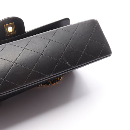 マトラッセ Wフラップ Wチェーンショルダーバッグ ラムスキン ブラック ゴールド金具 シャネル バッグ CHANEL