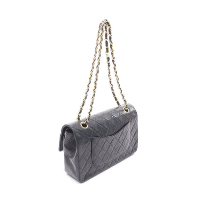 マトラッセ Wフラップ Wチェーンショルダーバッグ ラムスキン ブラック ゴールド金具 ヴィンテージ シャネル バッグ CHANEL