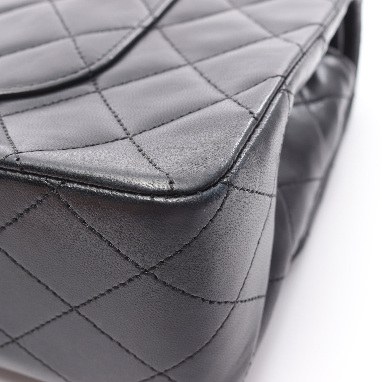マトラッセ Wフラップ Wチェーンショルダーバッグ ラムスキン ブラック ゴールド金具 ヴィンテージ シャネル バッグ CHANEL