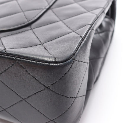 マトラッセ Wフラップ Wチェーンショルダーバッグ ラムスキン ブラック ゴールド金具 ヴィンテージ シャネル バッグ CHANEL