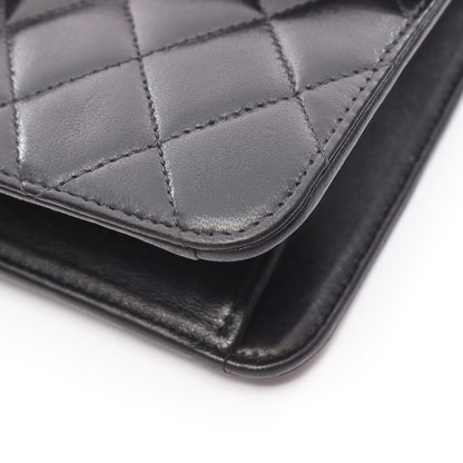 マトラッセ シングルフラップ チェーンショルダーバッグ ラムスキン ブラック ゴールド金具 プッシュロック シャネル バッグ CHANEL