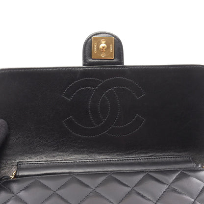 マトラッセ シングルフラップ チェーンショルダーバッグ ラムスキン ブラック ゴールド金具 プッシュロック シャネル バッグ CHANEL