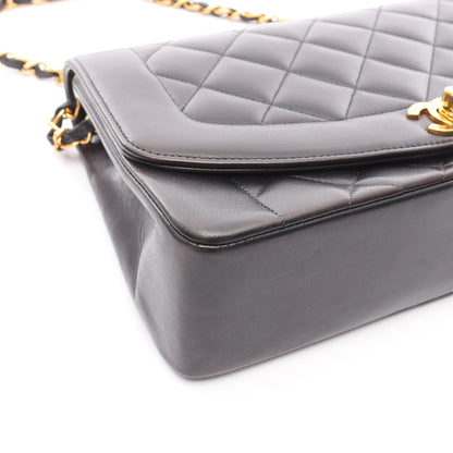 マトラッセ ダイアナフラップ チェーンショルダーバッグ ラムスキン ブラック ゴールド金具 シャネル バッグ CHANEL