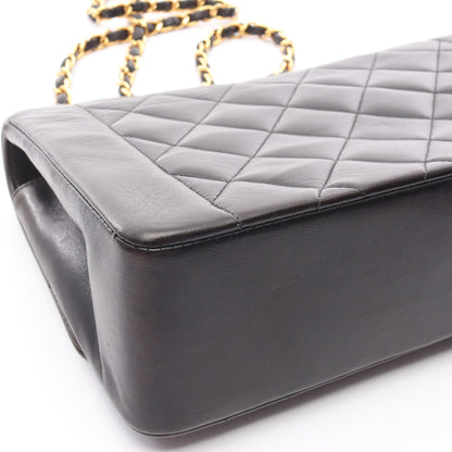 マトラッセ ダイアナフラップ チェーンショルダーバッグ ラムスキン ブラック ゴールド金具 シャネル バッグ CHANEL