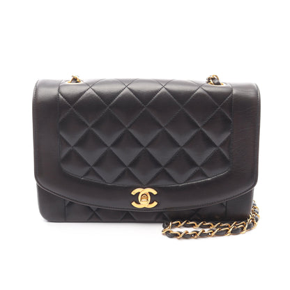 マトラッセ ダイアナフラップ チェーンショルダーバッグ ラムスキン ブラック ゴールド金具 シャネル バッグ CHANEL