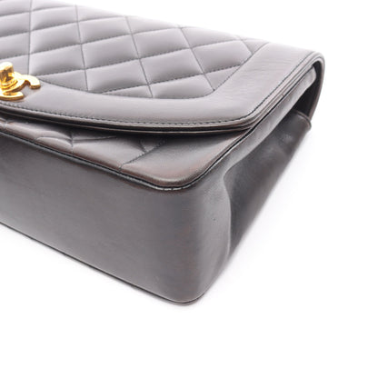 マトラッセ ダイアナフラップ チェーンショルダーバッグ ラムスキン ブラック ゴールド金具 シャネル バッグ CHANEL