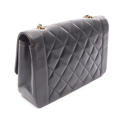 マトラッセ ダイアナフラップ チェーンショルダーバッグ ラムスキン ブラック ゴールド金具 シャネル バッグ CHANEL