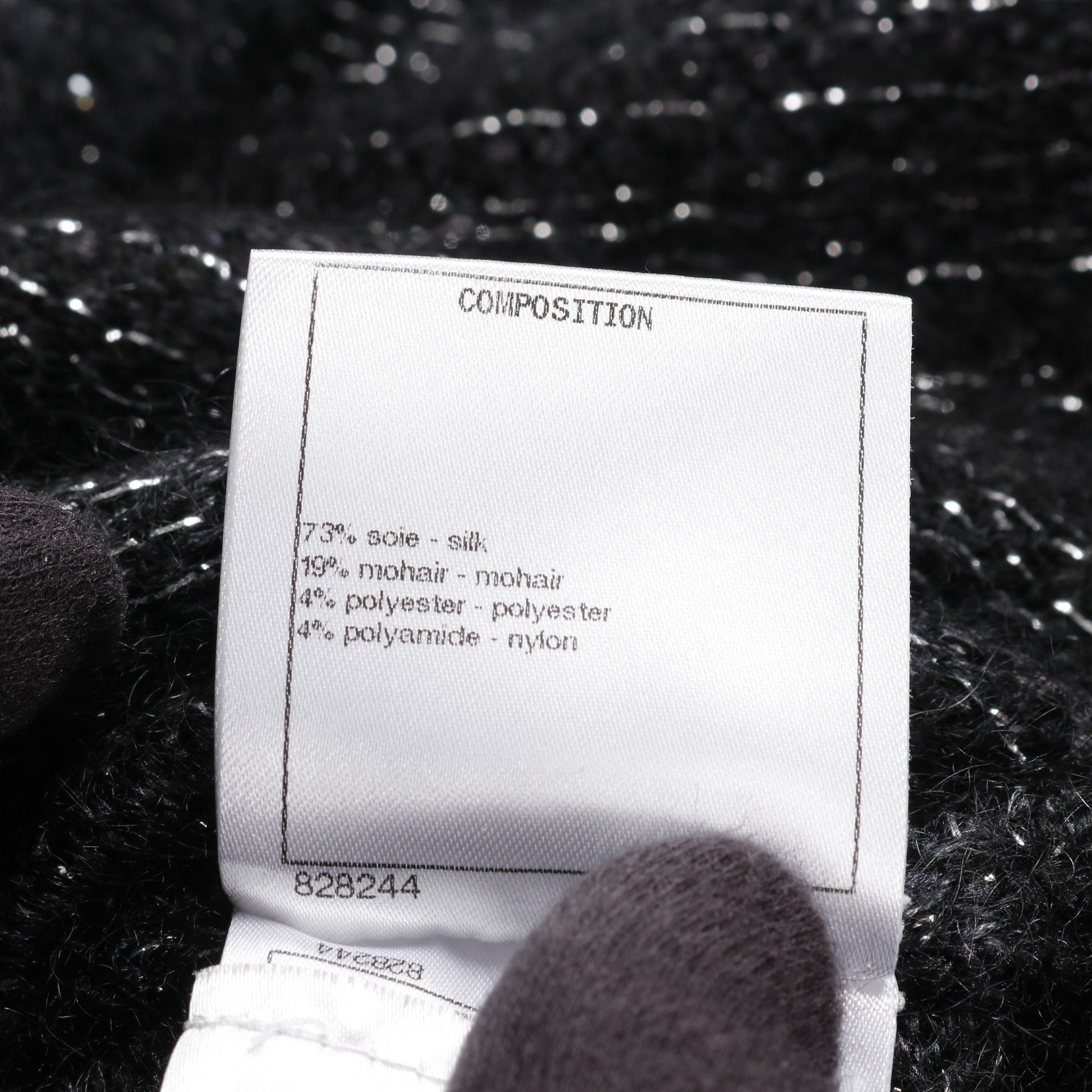 ニットワンピース シルク モヘヤ ダークグレー ブラック マルチカラー ラインストーン シャネル ワンピース CHANEL