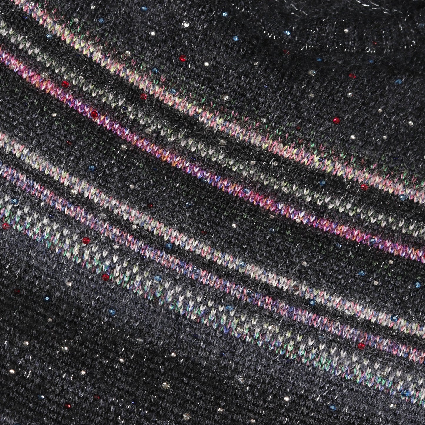 ニットワンピース シルク モヘヤ ダークグレー ブラック マルチカラー ラインストーン シャネル ワンピース CHANEL