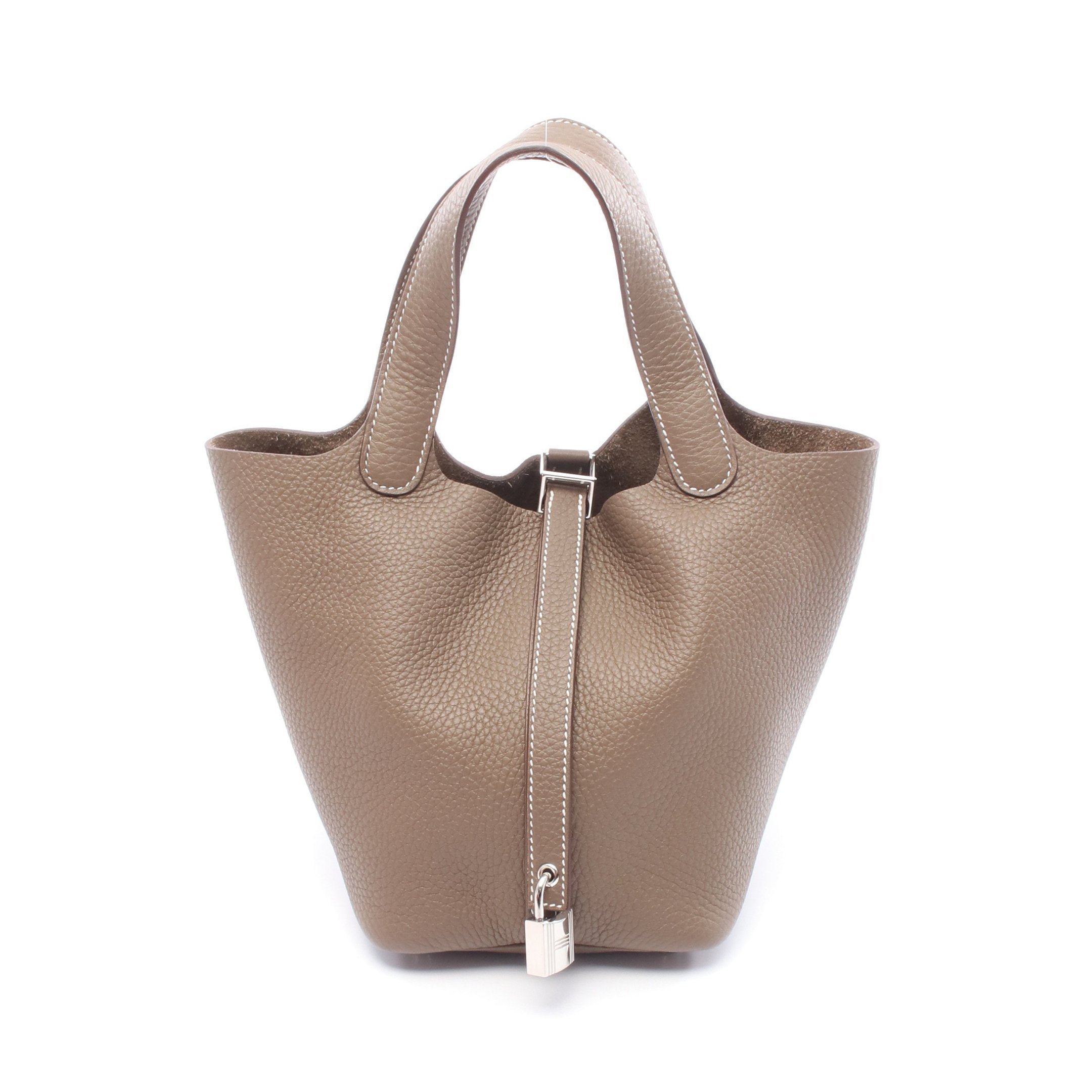 ピコタンロックPM エトゥープ ハンドバッグ トリヨンクレマンス グレー