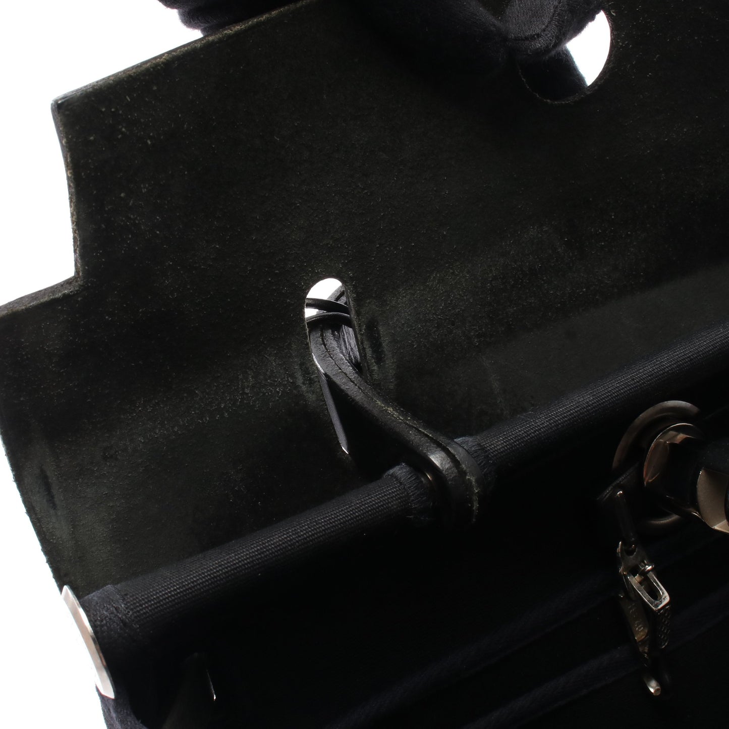 エールバッグPM ハンドバッグ トワルオフィシエ レザー ブラック シルバー金具 □F刻印 エルメス バッグ HERMES