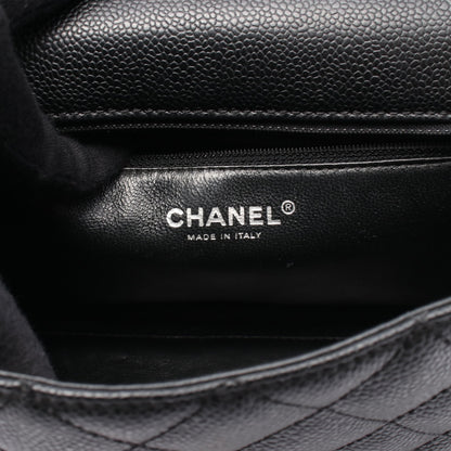 マトラッセ ハンドバッグ キャビアスキン ブラック シルバー金具 シャネル バッグ CHANEL