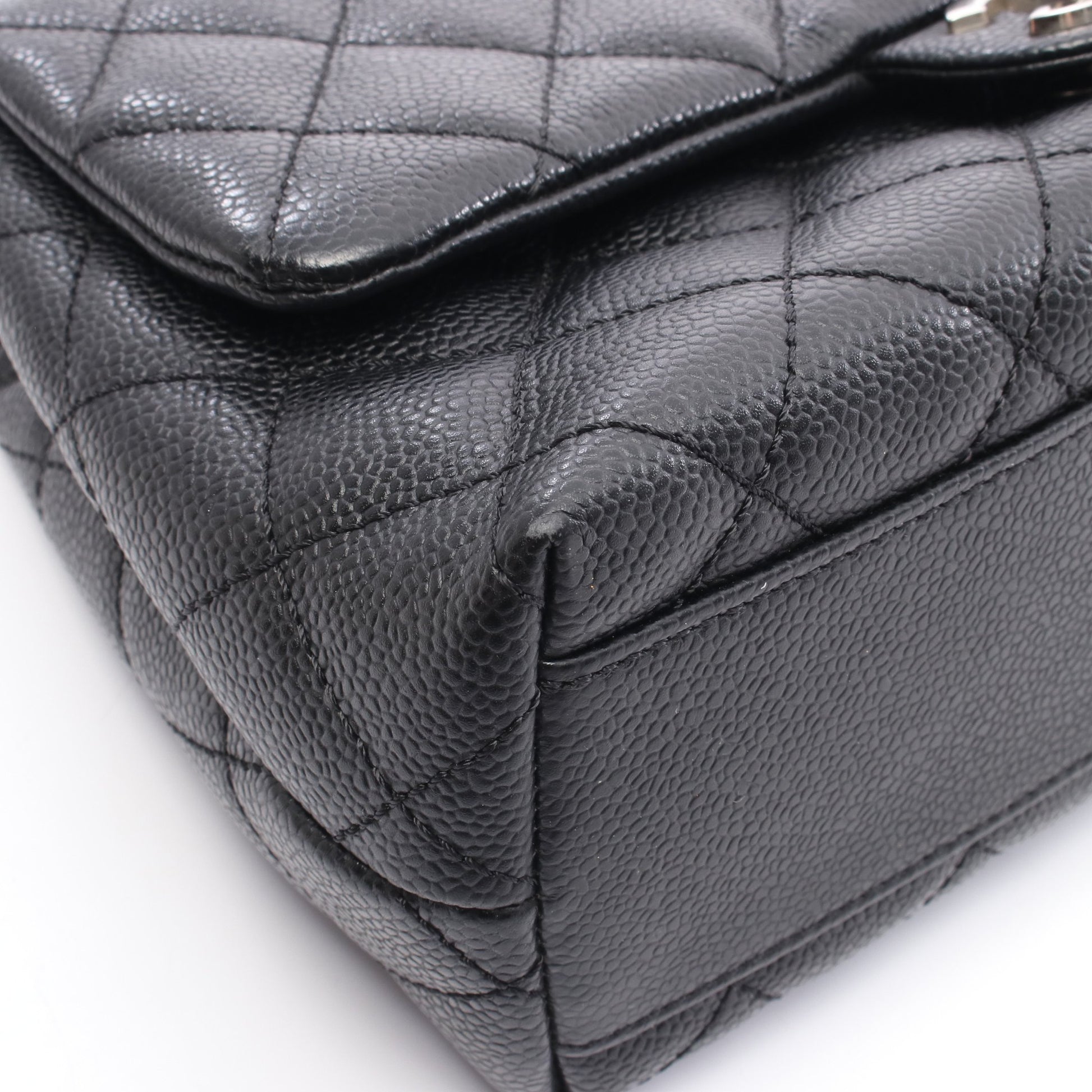 マトラッセ ハンドバッグ キャビアスキン ブラック シルバー金具 シャネル バッグ CHANEL