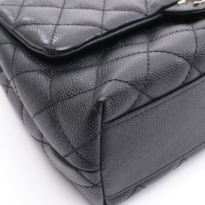 マトラッセ ハンドバッグ キャビアスキン ブラック シルバー金具 シャネル バッグ CHANEL