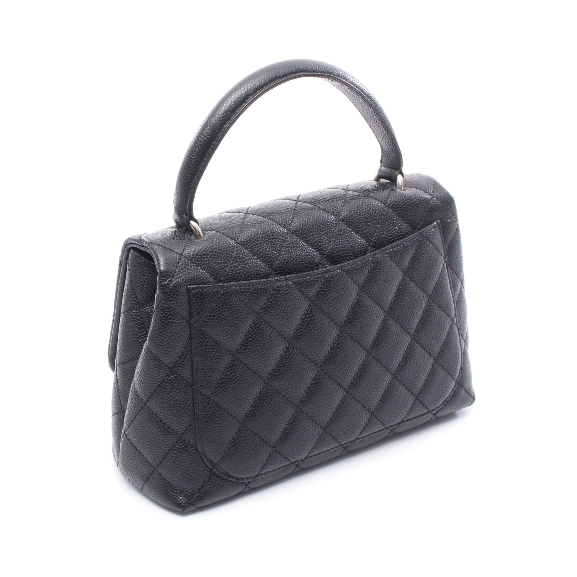 マトラッセ ハンドバッグ キャビアスキン ブラック シルバー金具 シャネル バッグ CHANEL