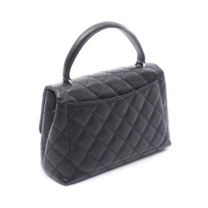 マトラッセ ハンドバッグ キャビアスキン ブラック シルバー金具 シャネル バッグ CHANEL