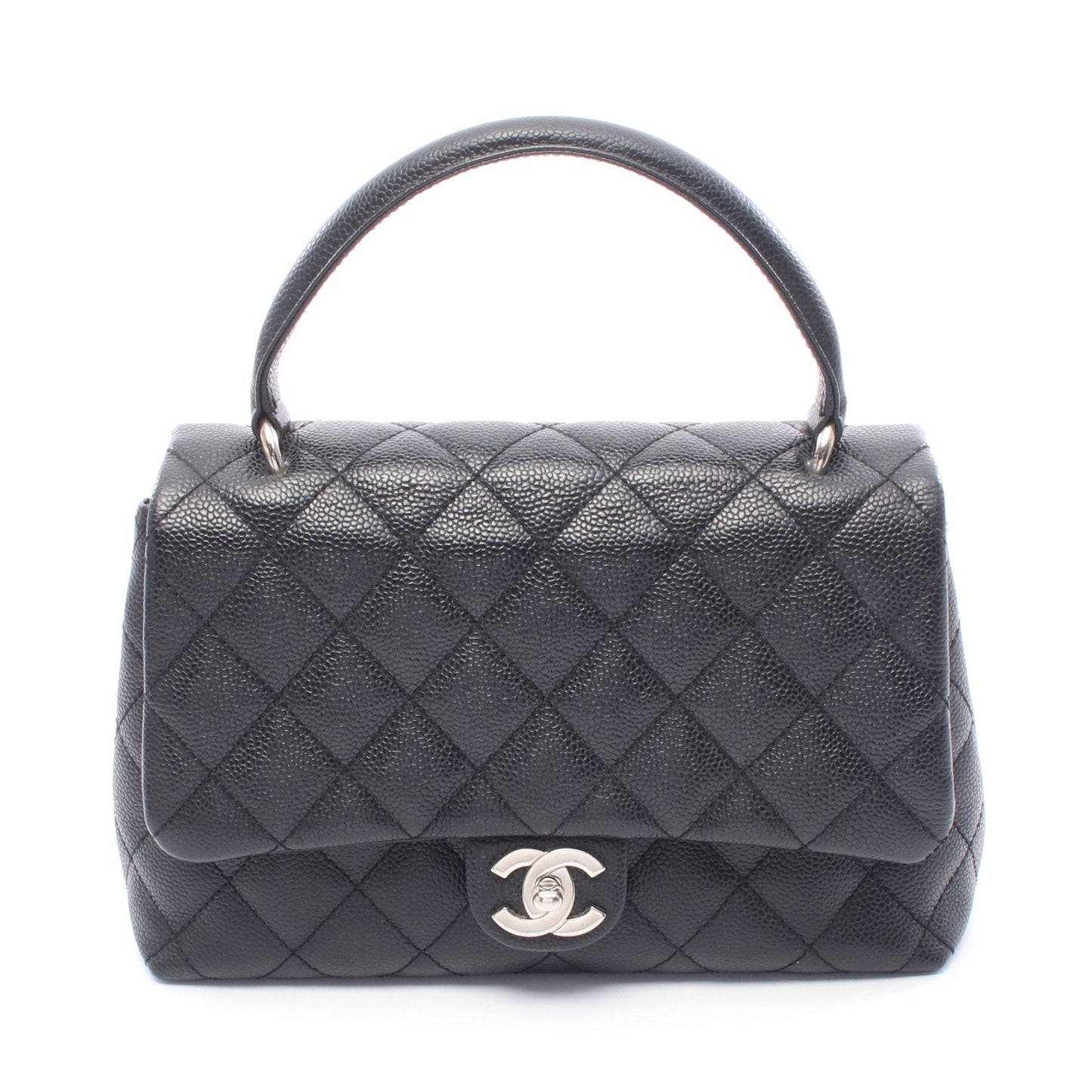 マトラッセ ハンドバッグ キャビアスキン ブラック シルバー金具 シャネル バッグ CHANEL