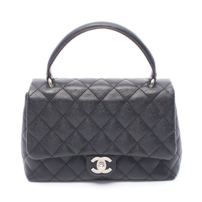 マトラッセ ハンドバッグ キャビアスキン ブラック シルバー金具 シャネル バッグ CHANEL