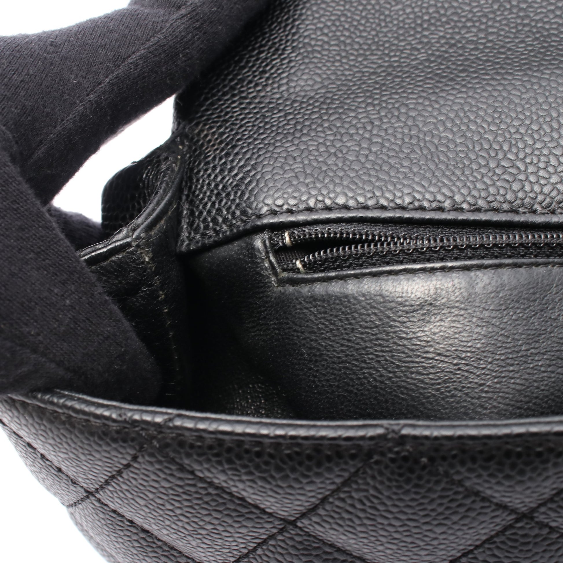 マトラッセ ハンドバッグ キャビアスキン ブラック シルバー金具 シャネル バッグ CHANEL