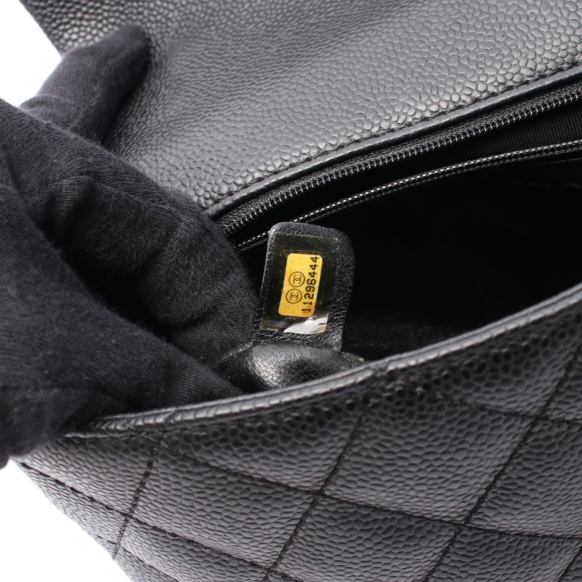 マトラッセ ハンドバッグ キャビアスキン ブラック シルバー金具 シャネル バッグ CHANEL