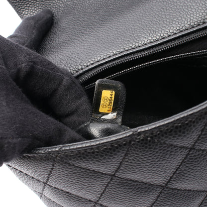 マトラッセ ハンドバッグ キャビアスキン ブラック シルバー金具 シャネル バッグ CHANEL